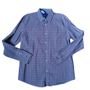 Jack Maverick Men's Plaid Checkered Button Up Dress Shirt Size L Red Grey New